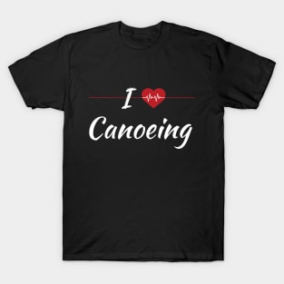 I Love Canoeing Cute Red Heart T-Shirt